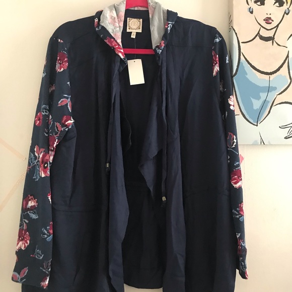 ✨Burgundy &Navy Floral Drape Front Jacket-ABJ1/J2 - Picture 5 of 5